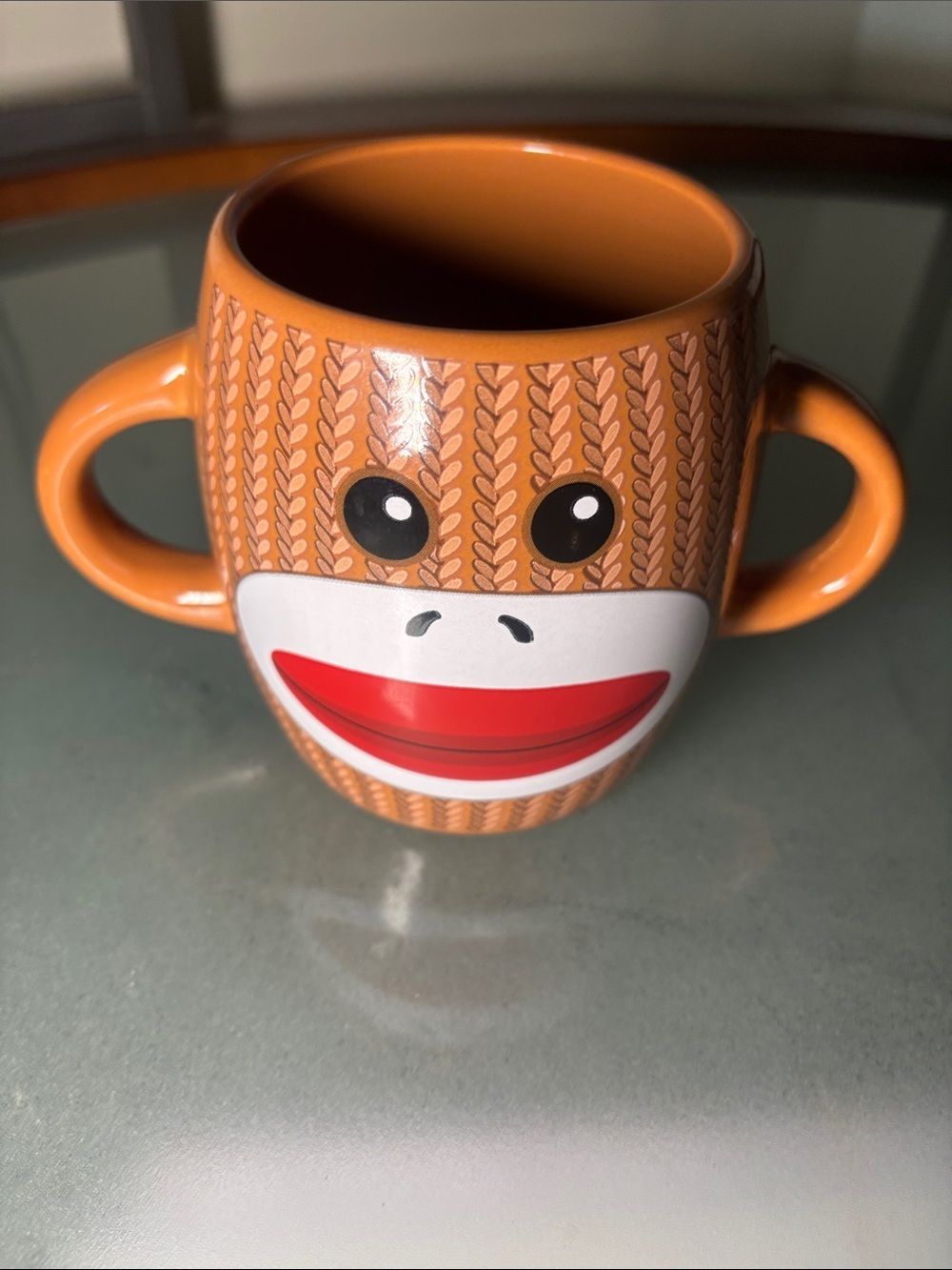 Double-Handle Sock Monkey Ceramic Mug - Picture 4 of 6